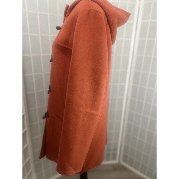 $200 J JILL BURNT ORANGE HOODED WINTER COAT TOGGLE CLOSURE WOOL BLEND SIZE SMALL - Picture 10 of 16
